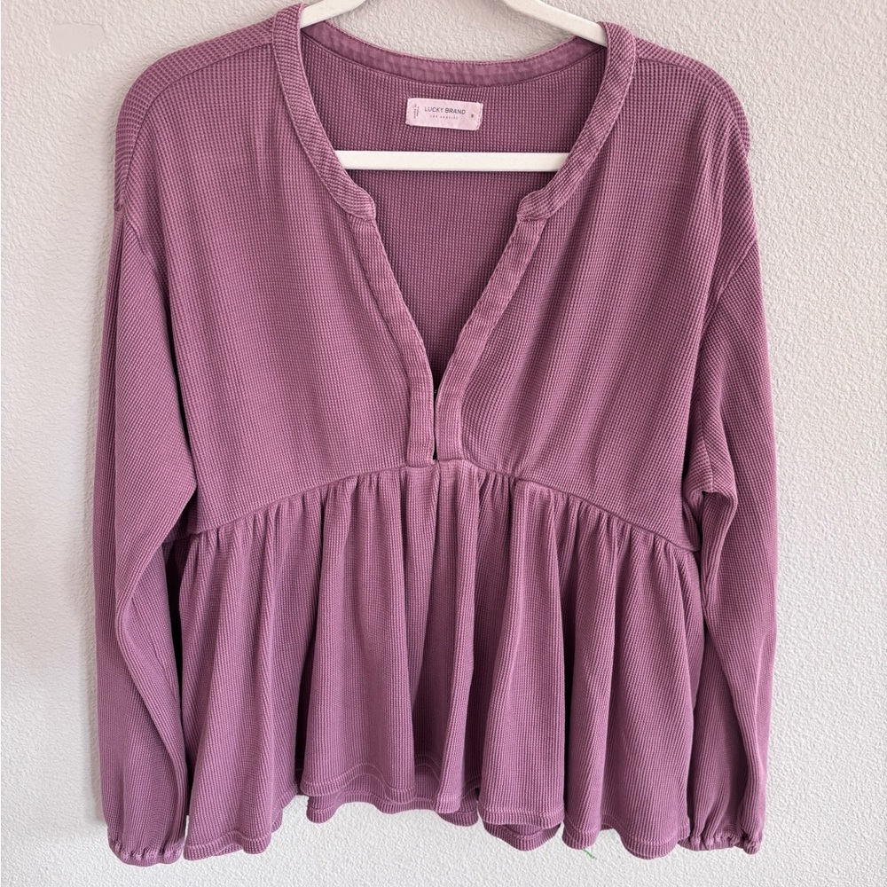 Lucky Brand Dusty Pink Peplum Blouse